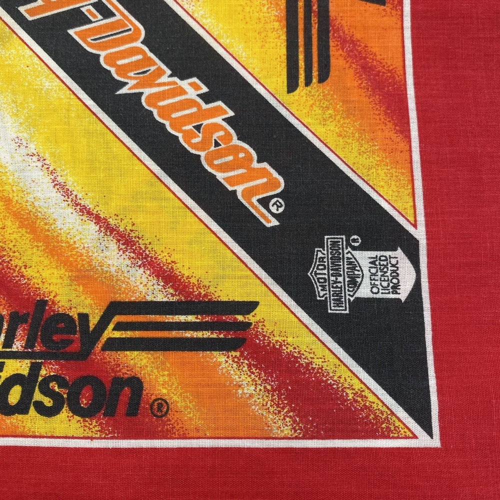 Vintage Harley Davidson Eagle Black Red Orange Bandana USA Righteous Ruler - Picture 5 of 6